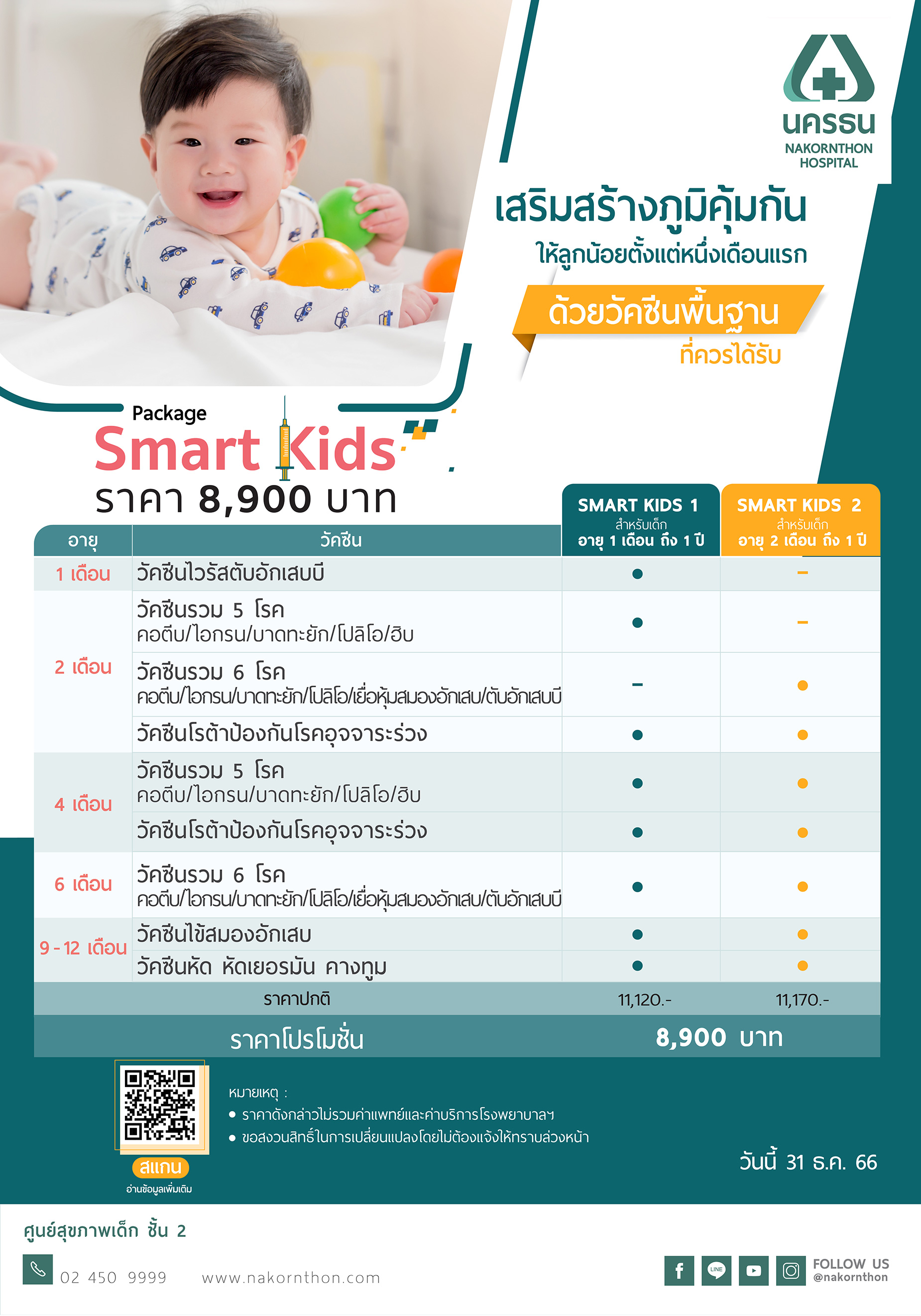 แพ็กเกจวัคซีนพื้นฐาน Smart Kids (สำหรับเด็กอายุ 1 เดือน - 1 ปี)