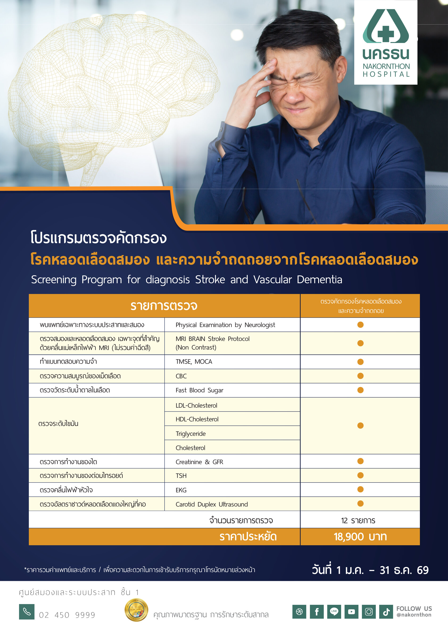 โปรแกรมตรวจคัดกรองโรคหลอดเลือดสมอง และความจำถดถอยจากโรคหลอดเลือดสมอง