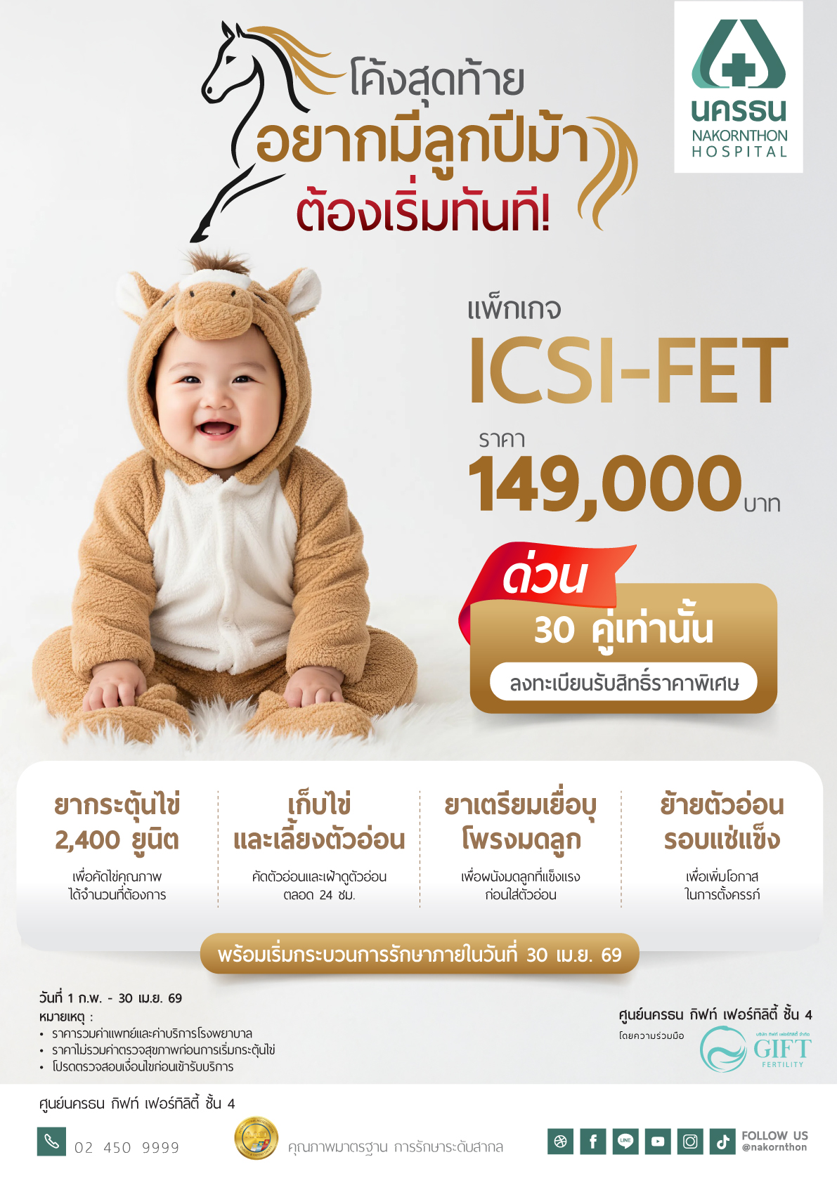แพ็กเกจ ICSI สำหรับวางแผนมีลูกปีม้า