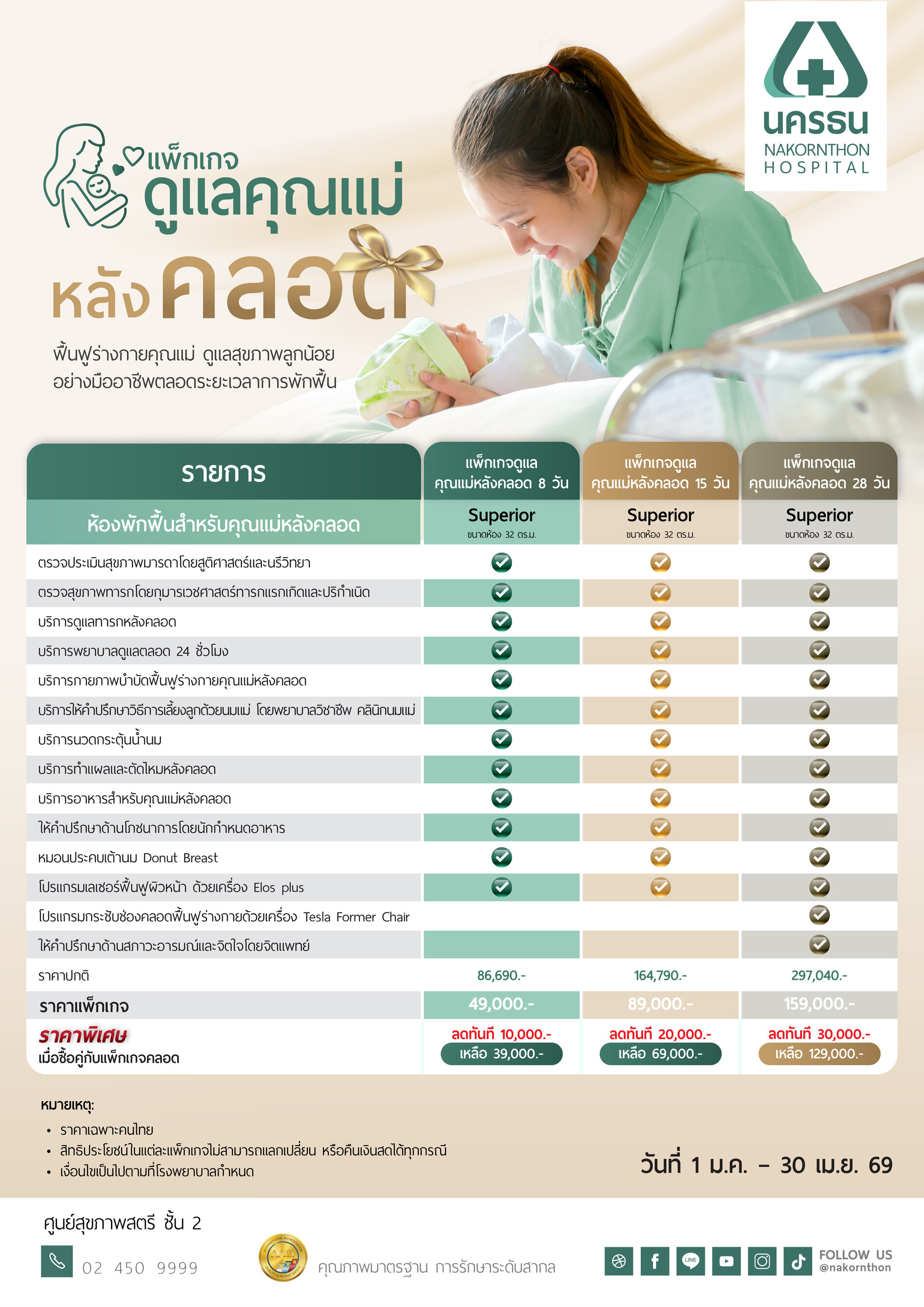 แพ็กเกจดูแลคุณแม่หลังคลอด