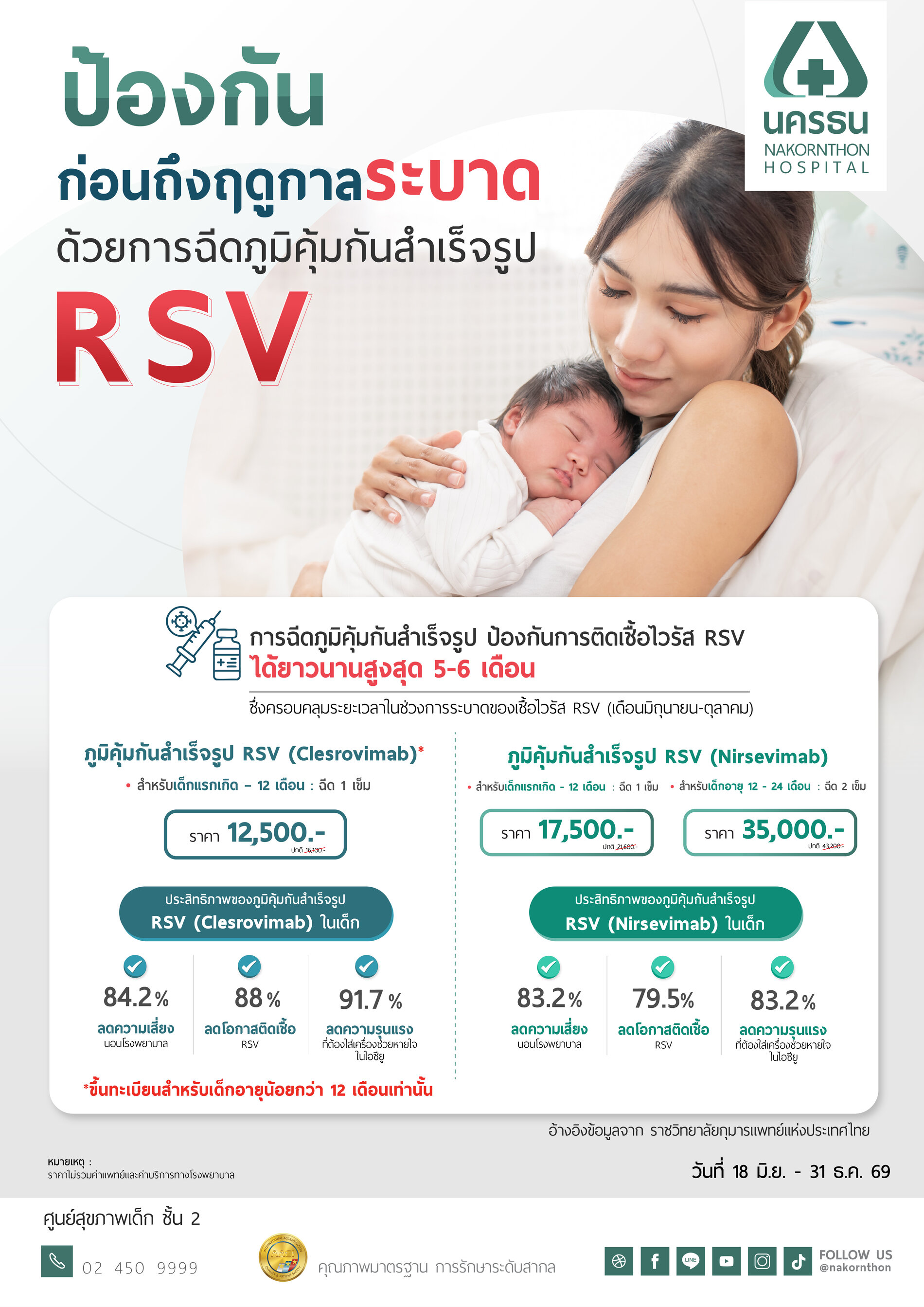 ภูมิคุ้มกันสำเร็จรูป RSV สำหรับเด็กแรกเกิด – 24 เดือน