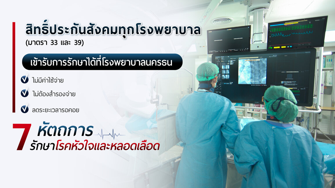 สิทธิประกันสังคม เข้ารับการรักษา 7 หัตถการ โรคหัวใจและหลอดเลือด ที่โรงพยาบาลนครธน โดยไม่เสียค่าใช้จ่าย